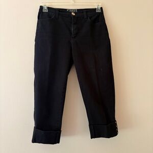 NYDJ Black Cuffed Crop Straight Leg Jeans Size 4 Lift Tuck Stretch